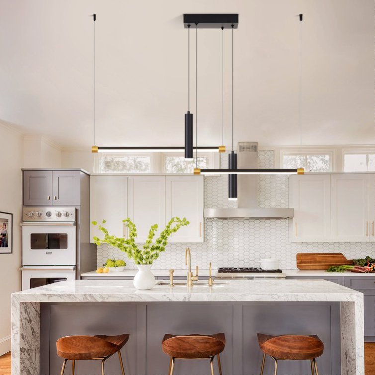 Light Dimmable Kitchen Island Linear LED Pendant No Bulb
