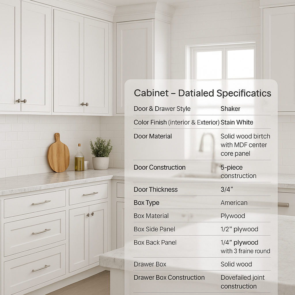 White Shaker Cabinets – Solid Wood Frame, Dovetail Drawers, Soft Close Design RJ
