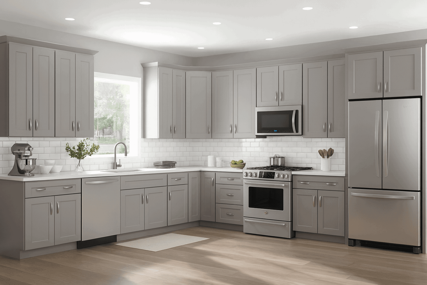 Light Gray Shaker Cabinet – Solid Wood Face Frame Cabinet with Soft Close DrawersRJ Design & MaterialGray Shaker Kitchen Cabinet – Solid Wood Face Frame Cabinet with Soft Close Drawers RJ Design & Material