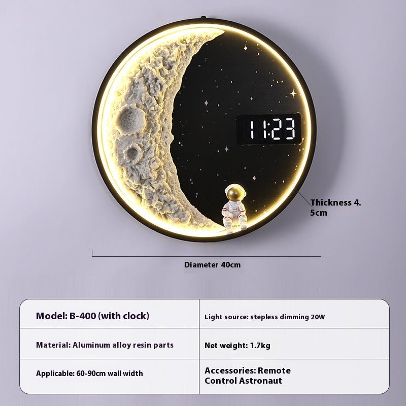 Living Room Background Wall Modern Minimalist Moon Wall Lamp5RJCJJT226664205EVB With Clock40cm Human Body InductionLiving Room Background Wall Modern Minimalist Moon Wall Lamp RJ