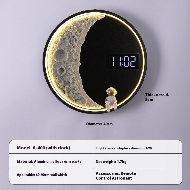 Living Room Background Wall Modern Minimalist Moon Wall Lamp5RJCJJT226664211KPA With Clock40cm Human Body InductionLiving Room Background Wall Modern Minimalist Moon Wall Lamp RJ