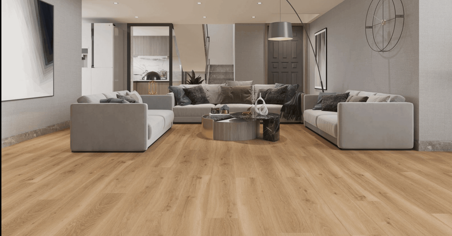Shoreline Décor SPC Flooring – Light Oak Look, Waterproof Vinyl with Attached PadRJ Design & MaterialShoreline Décor SPC Flooring – Light Oak Look, Waterproof Vinyl with Attached Pad RJ Design & Material
