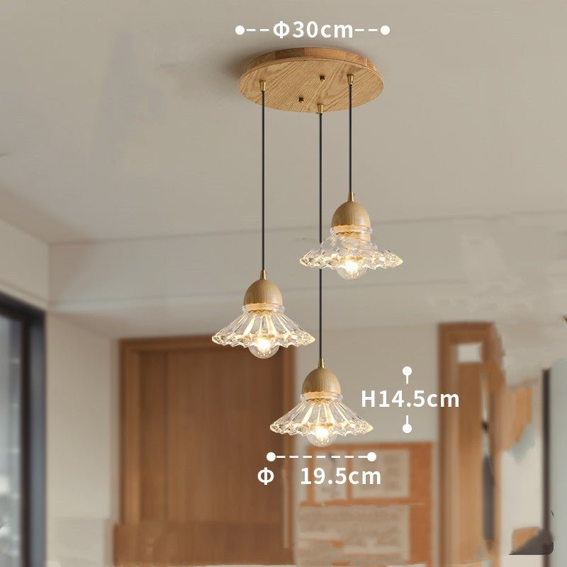 Three HeadModern Minimalist Chandelier5RJCJSN176051204DWThree headed discSolid Wood Glass Three Head Restaurant Nordic Modern Minimalist Chandelier RJ