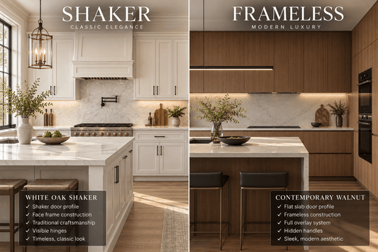 Shaker vs Frameless Kitchen Cabinet - RJ Design & Material