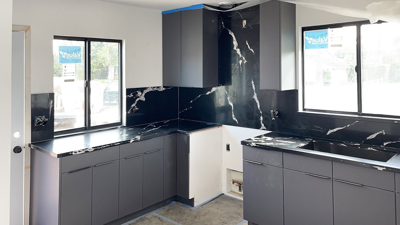 Charcoal Gray Frameless CabinetsRJ Design & MaterialRj - CRGCharcoal Gray Frameless Cabinets RJ Design & Material