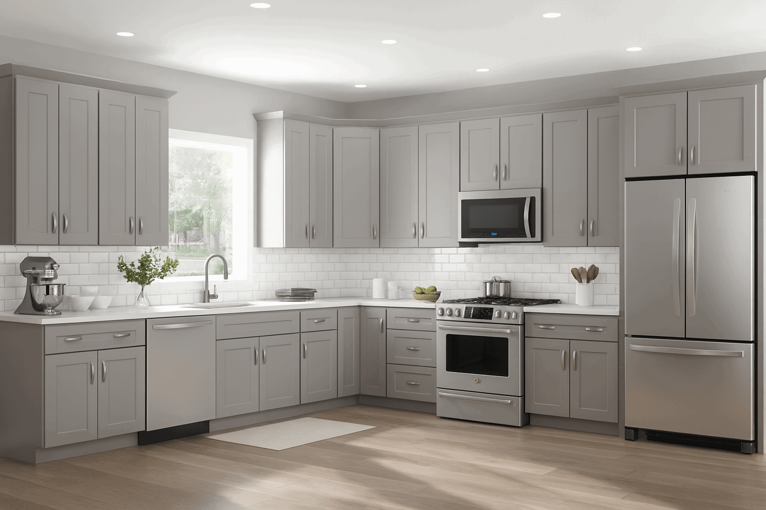 Light Gray Shaker Cabinet – Solid Wood Face Frame Cabinet with Soft Close DrawersRJ Design & MaterialGray Shaker Kitchen Cabinet – Solid Wood Face Frame Cabinet with Soft Close Drawers RJ Design & Material