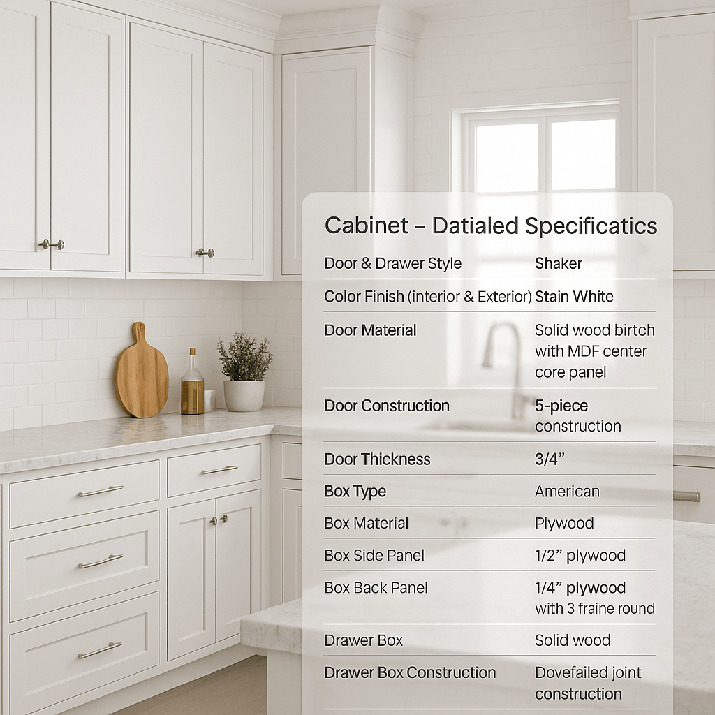 White Shaker Cabinets – Solid Wood Frame, Dovetail Drawers, Soft Close DesignRJrj - ws - 1White Shaker Cabinets – Solid Wood Frame, Dovetail Drawers, Soft Close Design RJ